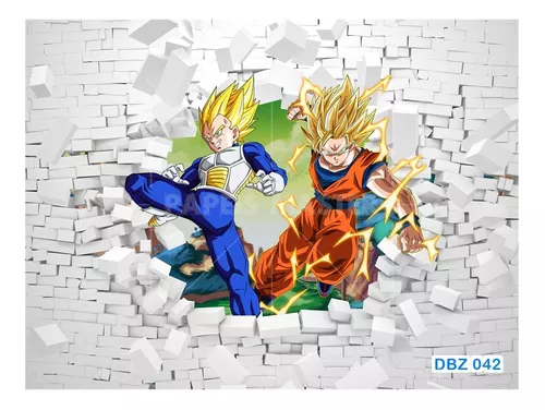 Adesivo de Parede Goku e Vegeta Super Sayajin - EG 83x98cm