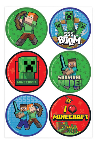 Granmark 48 Distintivos Stickers Fiesta Infantil Minecraft