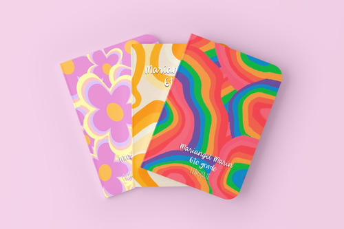 3 Cuadernos Personalizados Colores Aesthetic Con Nombre 