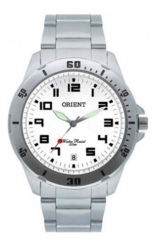 Relógio de pulso Orient MBSS1155A com corria de aço inoxidável cor prata - fondo branco