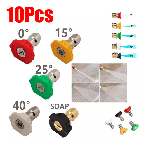 10 Boquillas Rápidas Hidrolavadoras Gasolina 4000 Psi