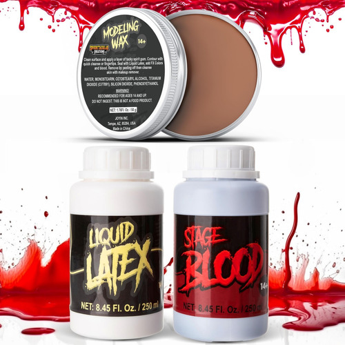 Kit Fx Sangre Falsa + Latex + Cera Spooktacular Bmakeup