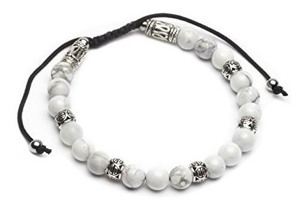 Zenger Jewelry Kenshin Macrame Pulsera Howlite Blanco De 6 M