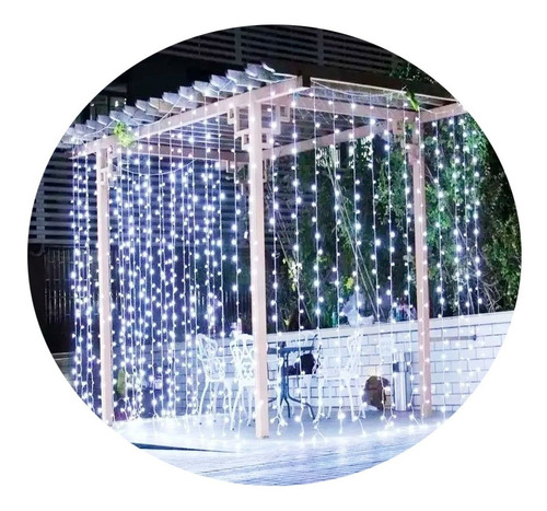 Imagen 1 de 3 de Cortina Led Fria 3x3 Metros 300 Luces Con Enchufe