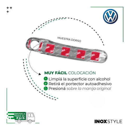 Imagen 3 de 4 de Kit 4 Cubre Manijas Cromadas Vw Volkswagen Gol G3 G4 Power
