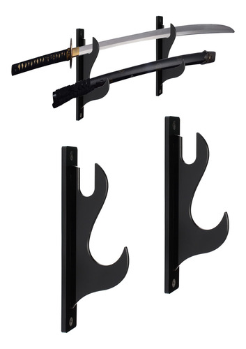 Soporte Pared Para Espadas Katana De 2 Niveles Negro