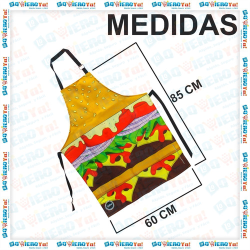 Imagen 4 de 10 de Delantal De Cocina Hamburguesa + Guante Manopla Hamburguesa