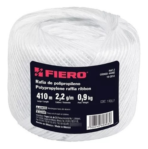 Rafia Color Blanco, Calibre 2.2 G/m, 900 G Fiero 44492