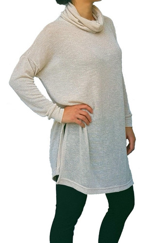 Sweater Polerón Hilado Fino Con Lurex Cuello Desmontable