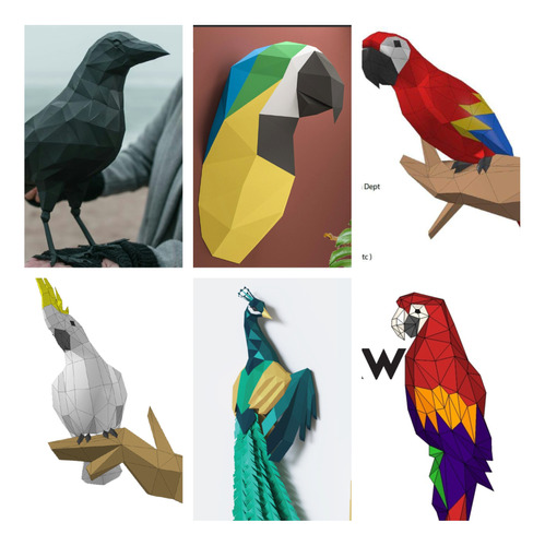 Aves #1 - Animales - 6 Moldes - Papercraft - Origami - Pdf 
