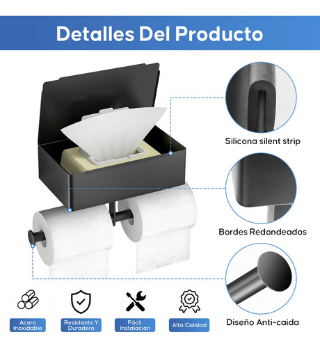 Porta Rollos Papel De Baño Para 2 Rollos Con Almacenamiento