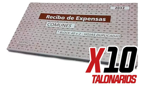 Talonario Nivel 10 Recibo De Expensas Duplicado X 10 Und