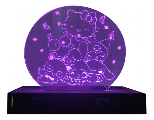  Lámpara Acrilico Luz Led Hello Kitty - Velador - Grabado