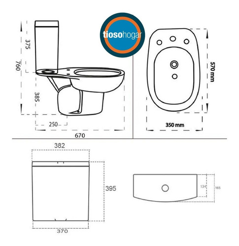 Imagen 7 de 10 de Sanitarios Pringles Jade Inodoro Mochila Bidet Promocion