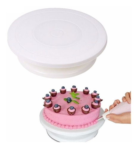 Imagen 8 de 9 de Plato Giratorio Base Pie 28cm Plastico Torta Reposteria