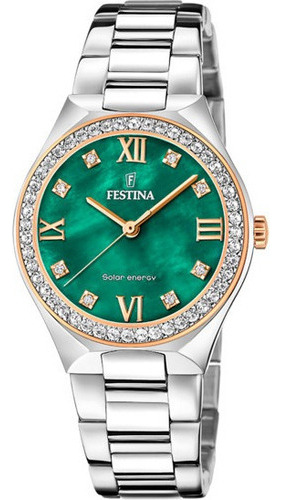 Reloj Festina  Mujer F20658.3 Solar Energy Acero Color Del Fondo Negro