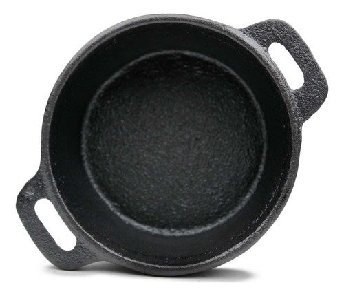 12 Cacerolas Redonda Hierro Fundido Para Guarniciones 390 Ml Color Negro