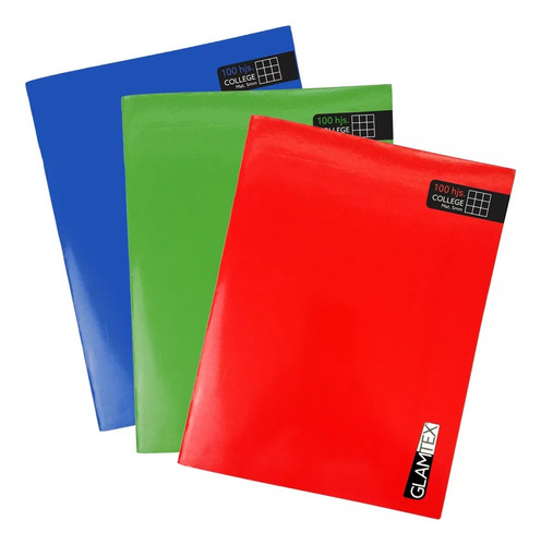 Cuaderno College 100hjs Matematicas 5mm, 4 Unid Colores Glam