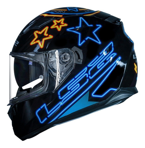 Capacete Ls2 Ff320 Stream Neon Azul/laranja Lançamento