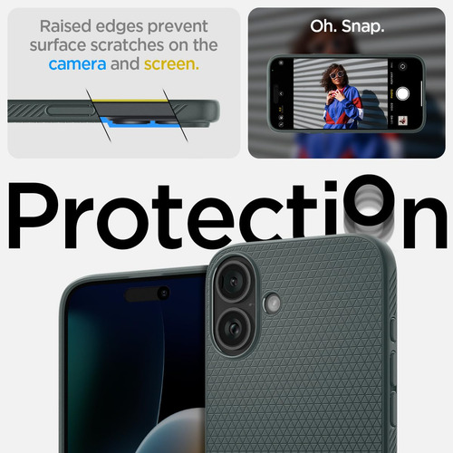 Funda Spigen Liquid Air Para iPhone 16, Color Verde Abismo