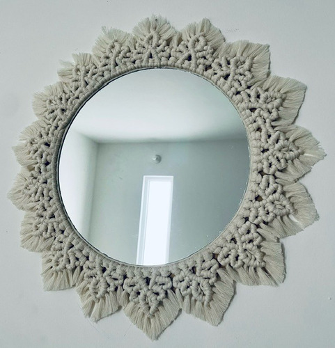 Espejo De Macrame Redondo Estilo Boho
