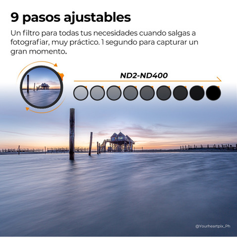 K&f Concept Filtro 49mm Nd Variable Nd2-400 Densidad Neutra