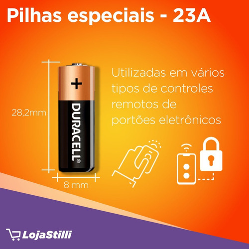 Pilha Alcalina Mn21/ A23 12v Duracell Com 2 Unidades