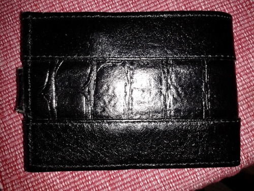Billetera Negra Cuero Sintético Unisex Varios Compartimentos