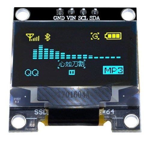 Display Oled Serial 0.96 128x64 I2c Azul Amarelo Arduino