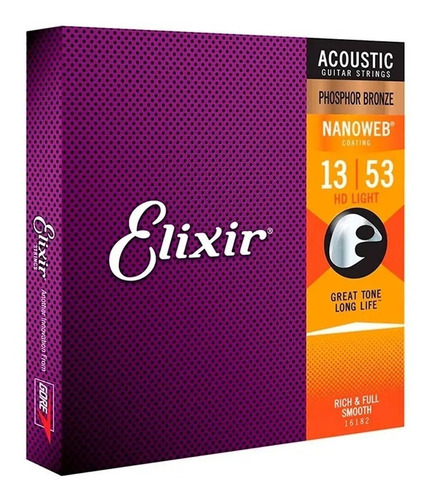 Encordoamento P/ Violão Aço 013 Hdl Fósforo Bronze Elixir