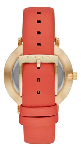 Reloj Michael Kors Pyper Gold para mujer MK2892/0tn, correa de color rojo, color de fondo blanco