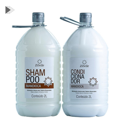 Kit Shampoo + Condi Mandioca Maciez E Brilho 2l Zibelle
