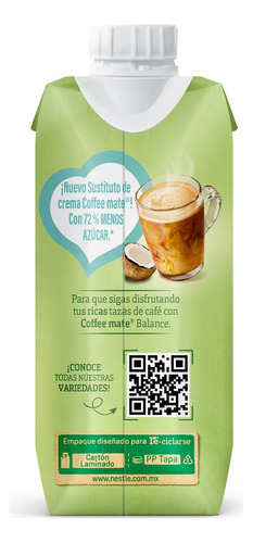 Coffee Mate Balance Líquido Coco Reducido En Azúcar 330ml