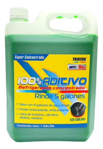 Refrigerante 100% Aditivo Concentrado Verde Rinde 5 Galones