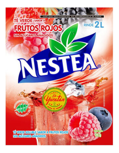 10 Sobres Nestea Té Verde Soluble Sabor Frutos Rojos De 25g