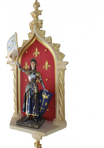Imagem 4 de 5 de Imagem Santa Joana D'arc + Peanha Oratório Gótico
