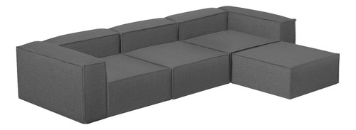 Sala Esquinera Moderna Minimalista Latt Sillón Modular Lino Gris Oscuro Lino Dalton