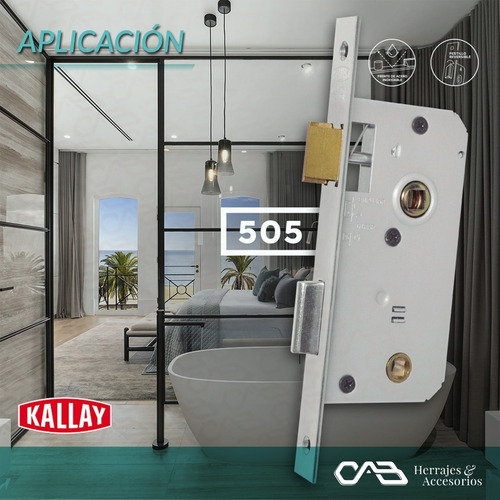 Cerradura Para Puerta Placa Interior Baño Kallay 505