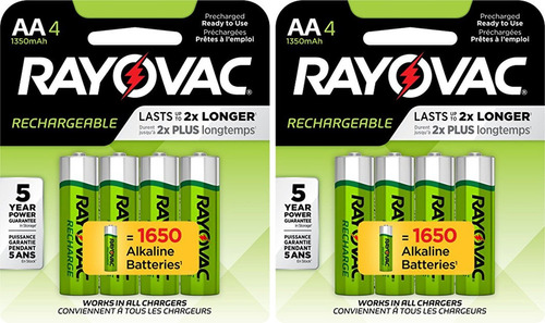 Rayovac - Pilas Recargables Recargables Aa De 1350 Mah Nimh