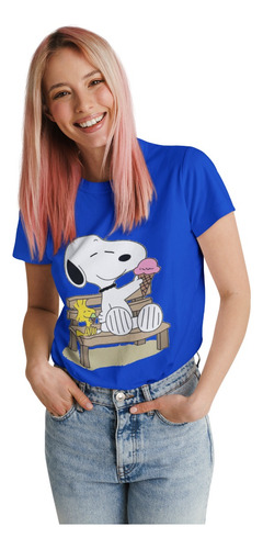 Polera Snoopy Charlie Brown Helado Algodon Estampado