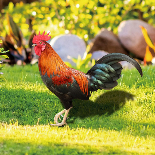Mz Estacas De Jardín Con Estatua De Animales De Gallo,