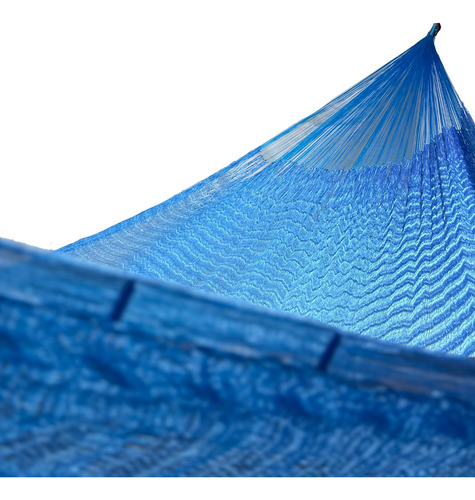 Imagen 4 de 7 de Hamaca Artesanal Maya De Nylon Alta Calidad Azul