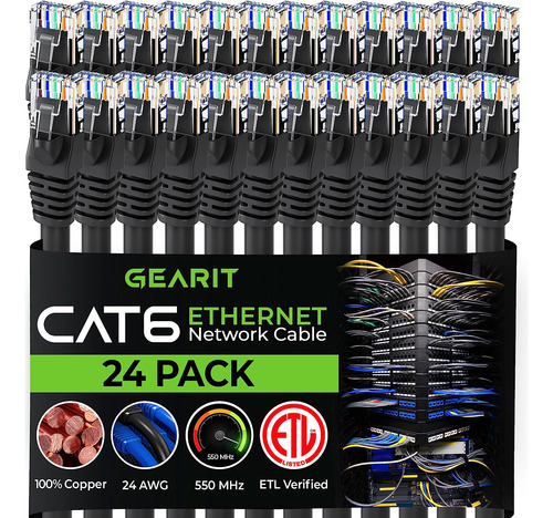 Gearit Cable Ethernet Cat 6 De 5 Pies (paquete De 24) - C...