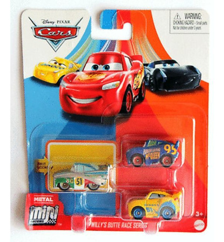 Paquete De 3 Mini Racers Disney Pixar Cars Mattel