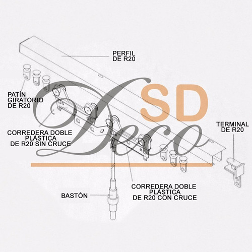 Riel De Aluminio Para Cortinas Hotel Telón R20 - Sd Deco -