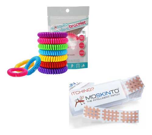 Kit 4 Pulseras Repelente Zancudo Y 24 Parches Alivio Picazón