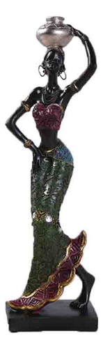 Elegante Decoración Artística De Estatua De Dama Africana