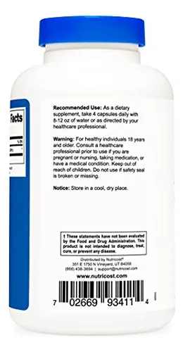 Suplemento Nutricost De Ácido D-aspártico (daa) 3000 Mg 180
