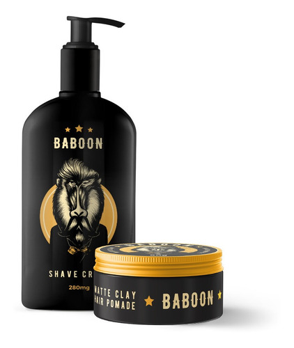 Kit Dupla Baboon - Shave Cream + Pomada Matte Clay - Baboon