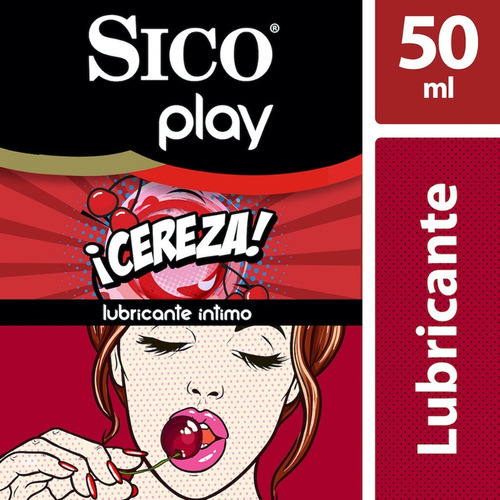 Imagen 2 de 7 de Sico Lubricante Play Íntimo Comestible Sabor Cereza 50 Ml